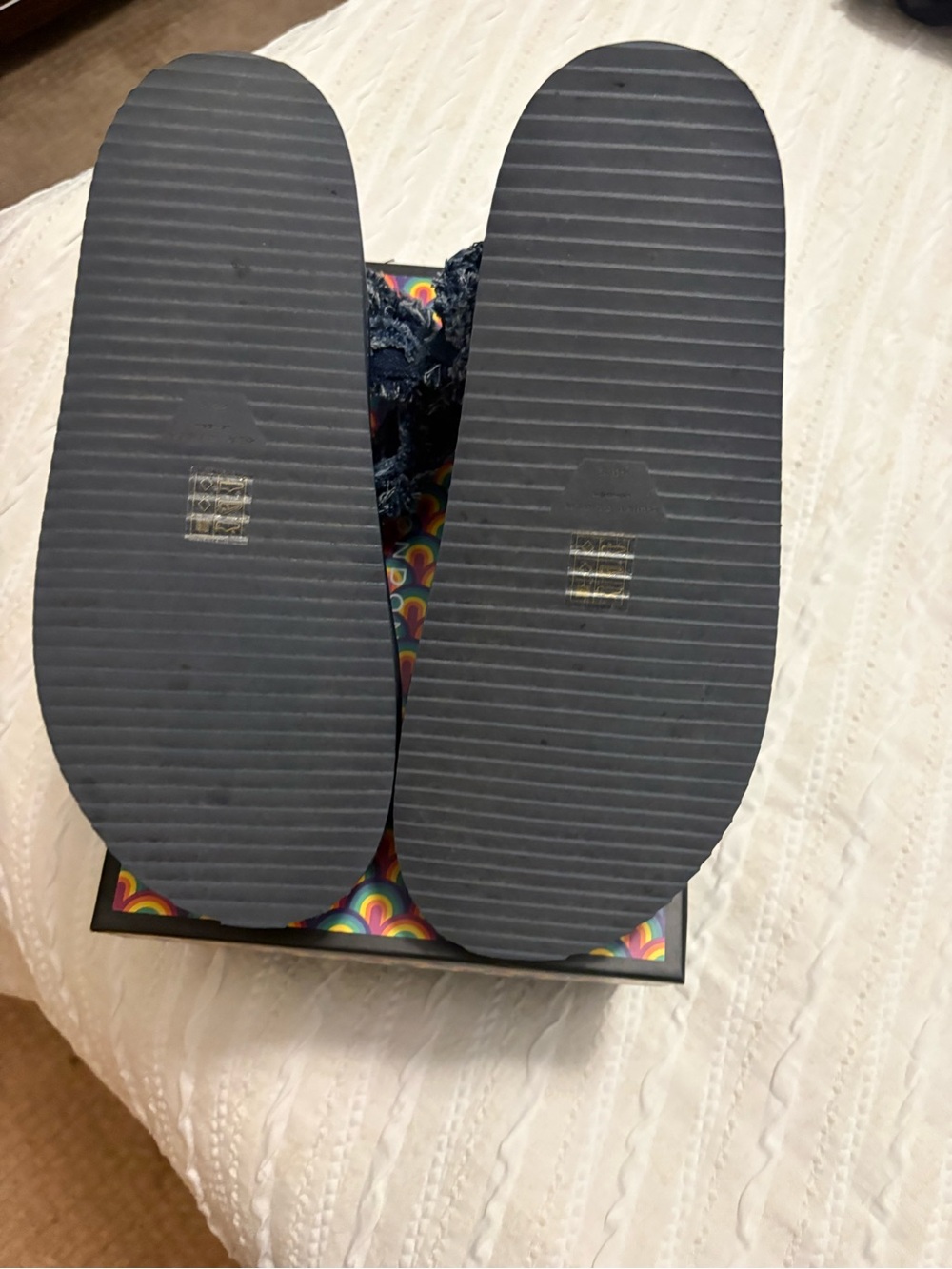 Kurt Geiger Frayed Denim Quilted Slide Sandals - Navy - Picture 4 of 4